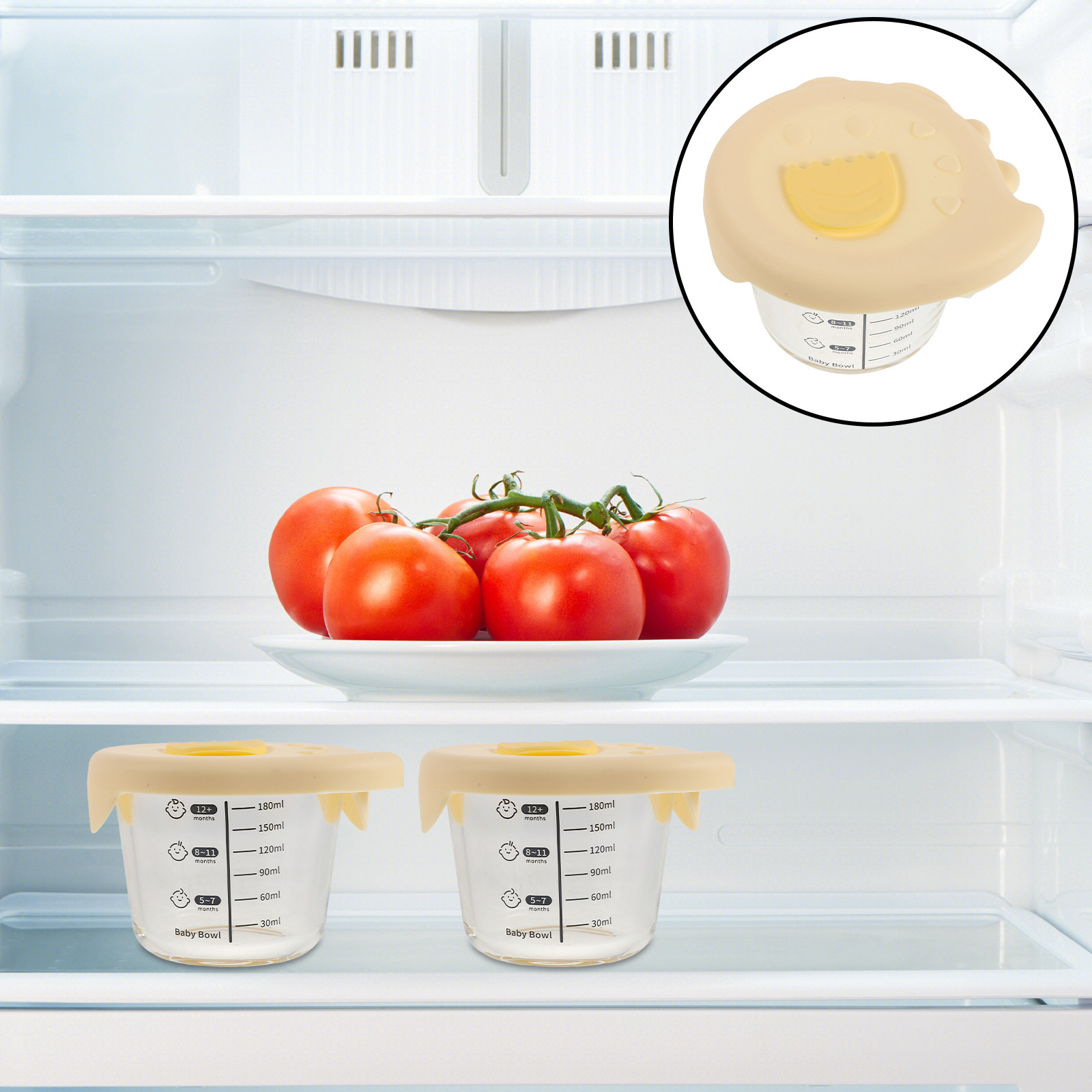 Baby Food Prep Containers - 2Pcs Glass Baby Food Storage Bowls