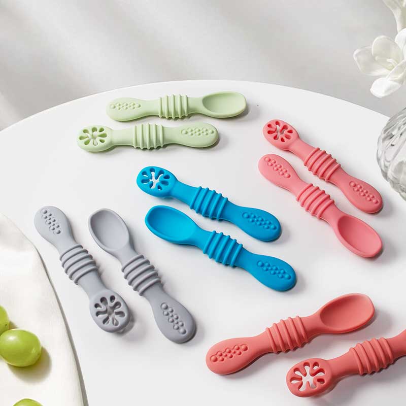 Baby Food Product - 2Pcs Baby Silicone Sticky Spoon Learning