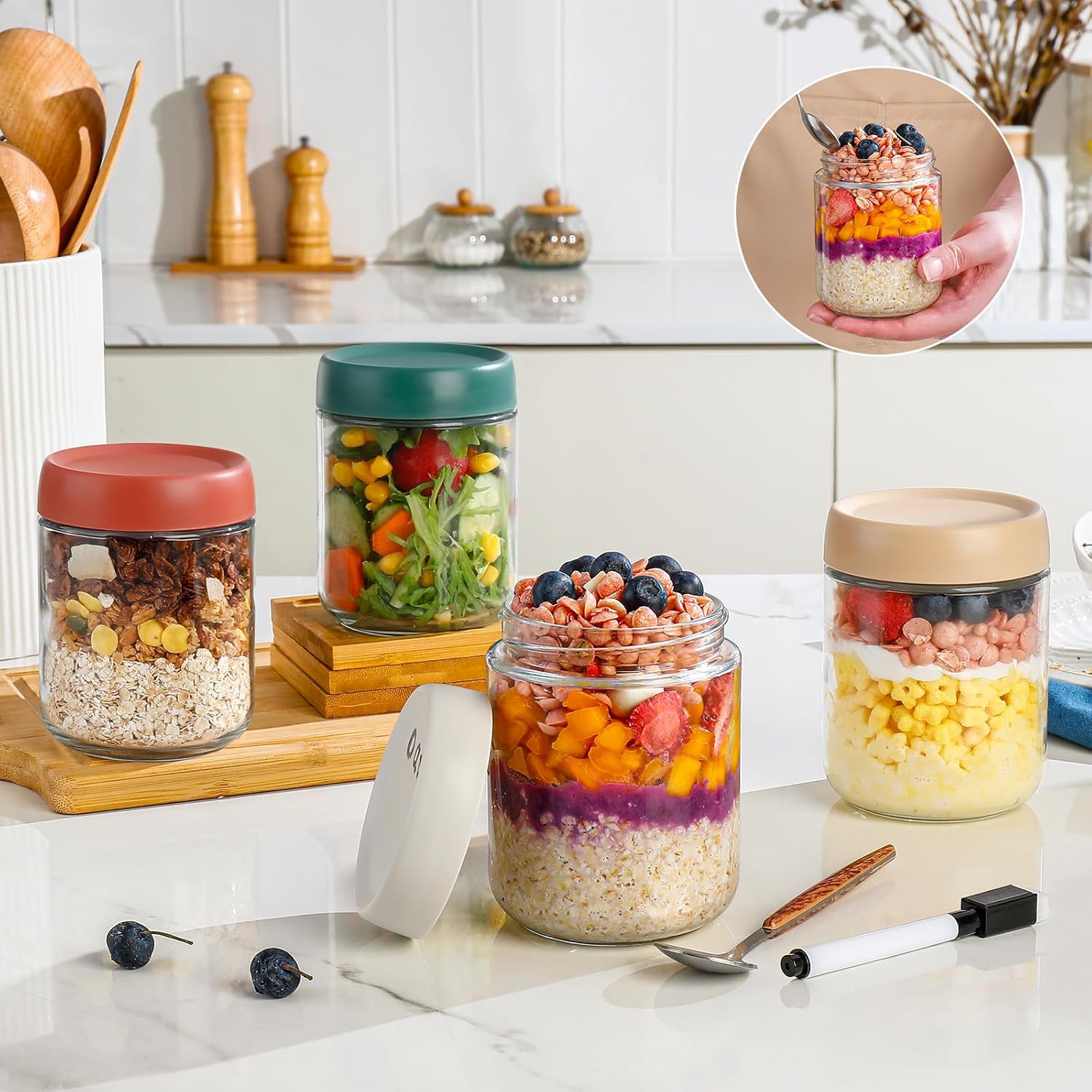 Glass Overnight Oats Container - Baby Food Product ulasan dan harga