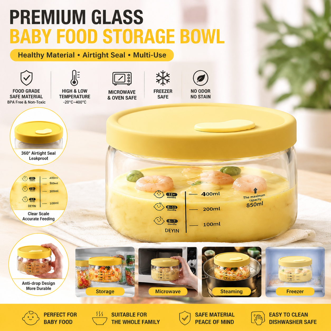 Borosilicate Glass Food Storag - Baby Food Prep Containers ulasan dan harga