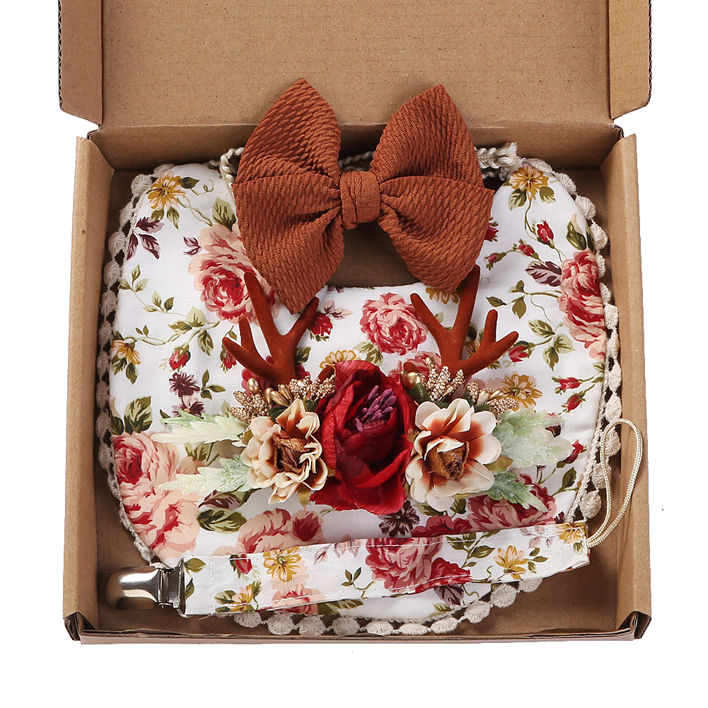 4Pcs/Set Flower Print Baby Bib - Baby Food Set ulasan dan harga
